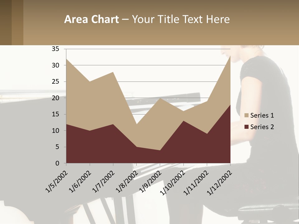A Woman In A Black Dress Playing A Piano PowerPoint Template