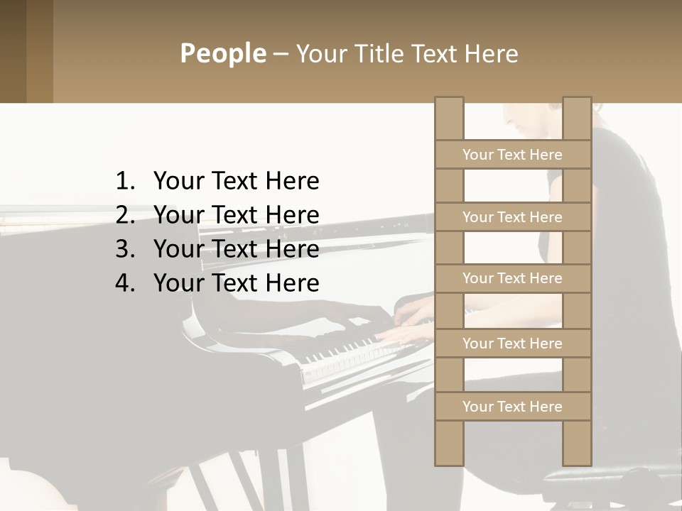 A Woman In A Black Dress Playing A Piano PowerPoint Template