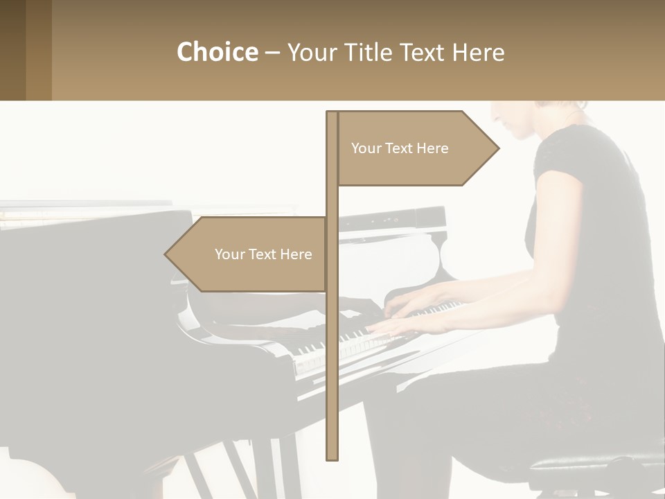A Woman In A Black Dress Playing A Piano PowerPoint Template