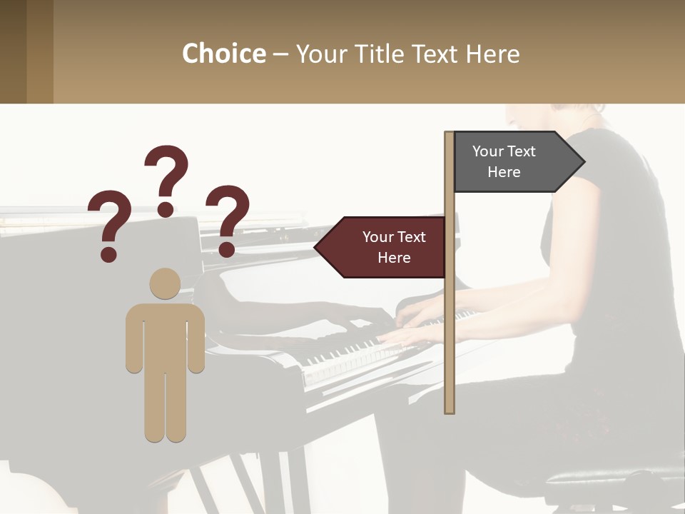 A Woman In A Black Dress Playing A Piano PowerPoint Template