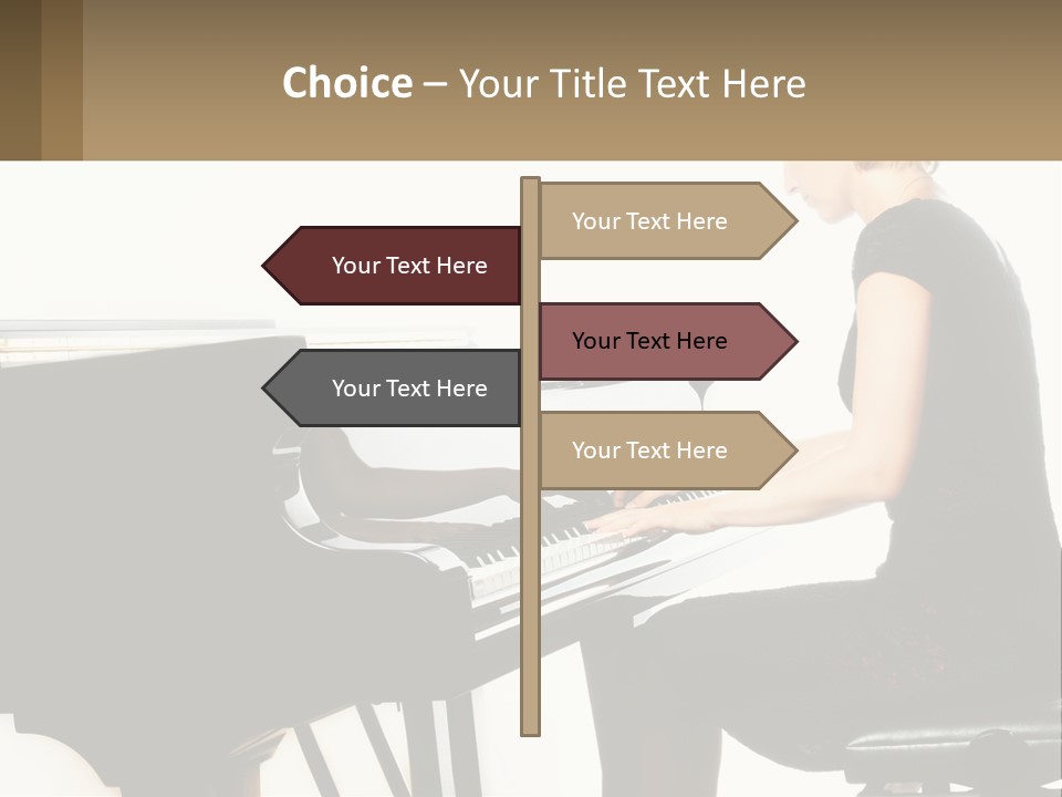 A Woman In A Black Dress Playing A Piano PowerPoint Template
