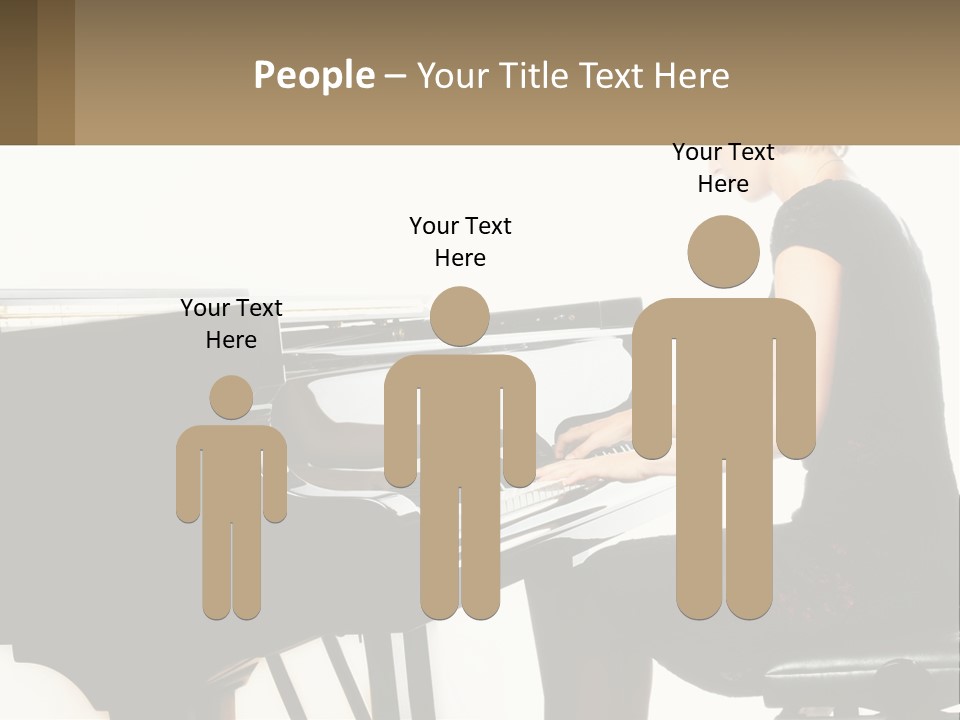A Woman In A Black Dress Playing A Piano PowerPoint Template