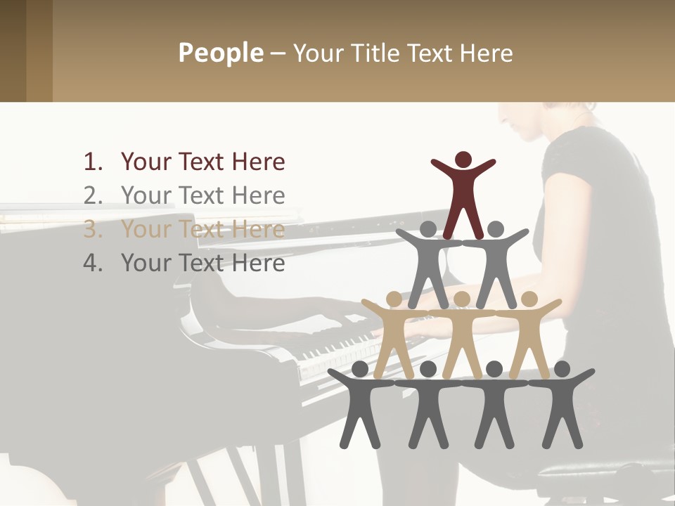 A Woman In A Black Dress Playing A Piano PowerPoint Template