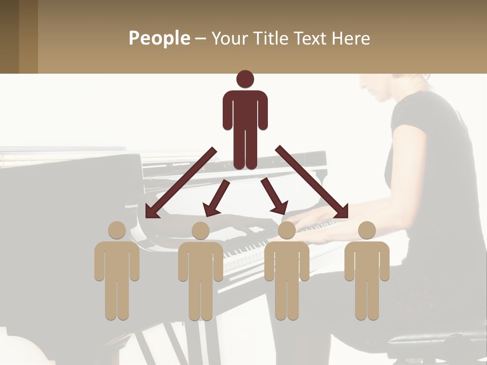 A Woman In A Black Dress Playing A Piano PowerPoint Template