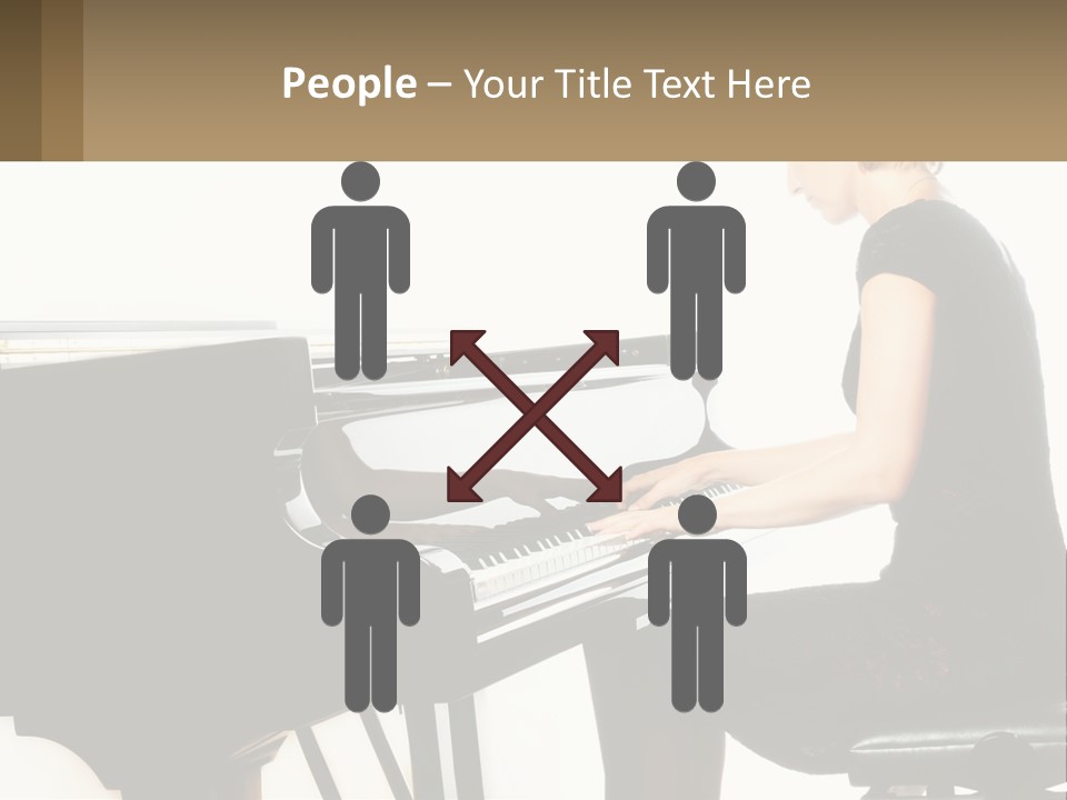 A Woman In A Black Dress Playing A Piano PowerPoint Template
