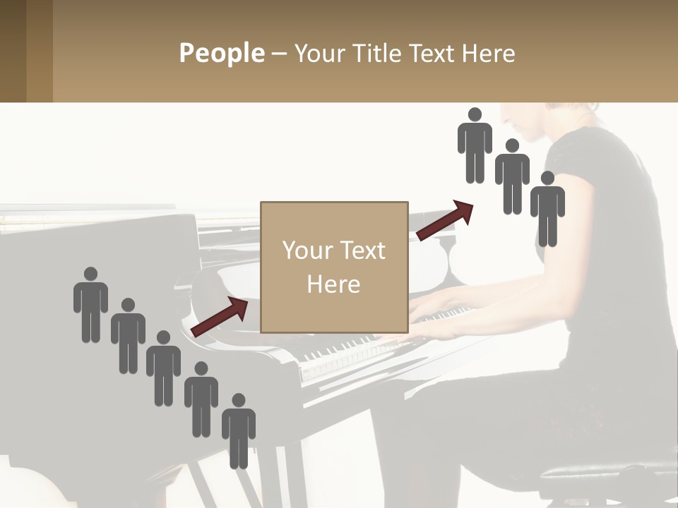 A Woman In A Black Dress Playing A Piano PowerPoint Template