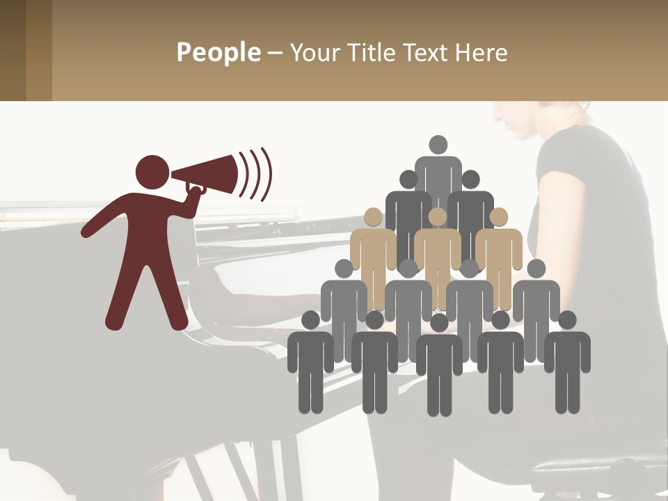 A Woman In A Black Dress Playing A Piano PowerPoint Template