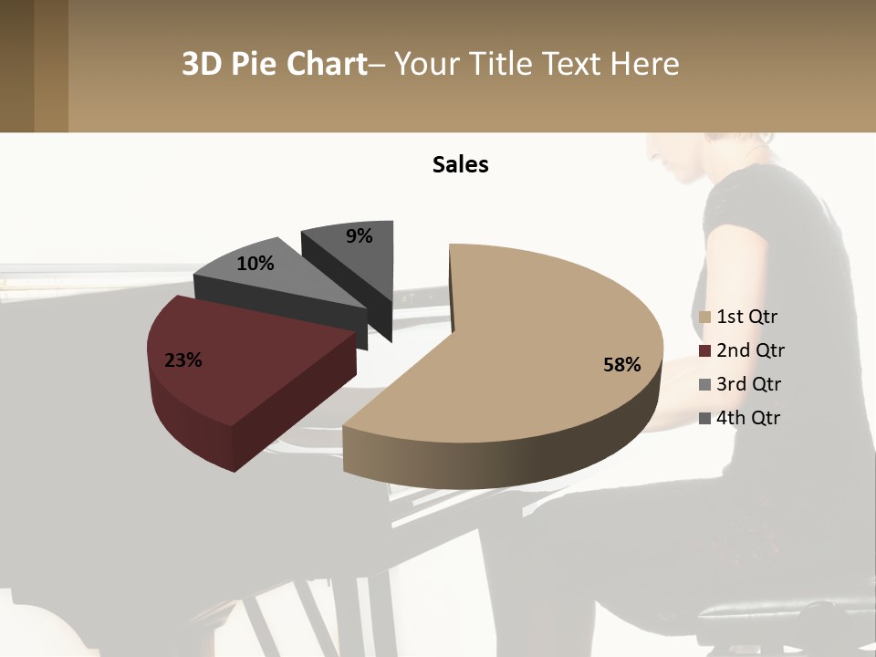 A Woman In A Black Dress Playing A Piano PowerPoint Template
