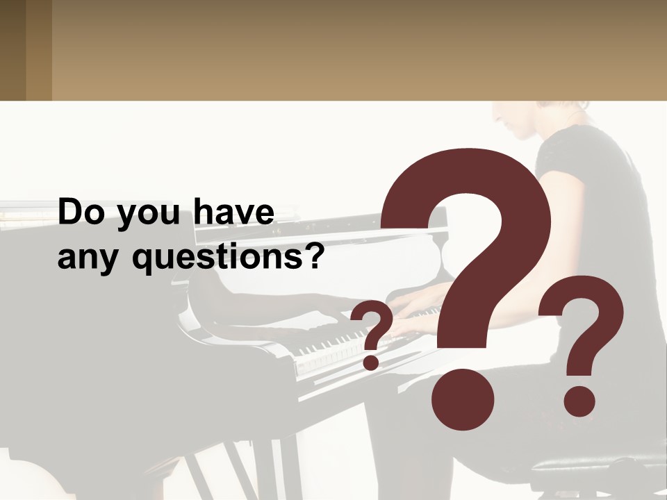 A Woman In A Black Dress Playing A Piano PowerPoint Template