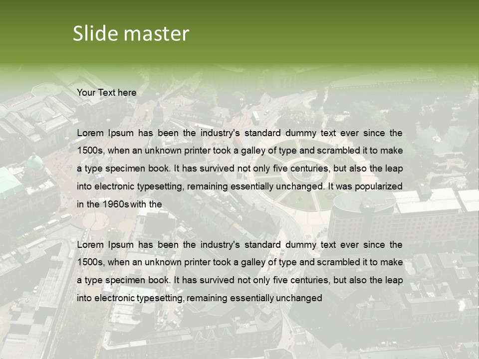 An Aerial View Of A City With Lots Of Buildings PowerPoint Template