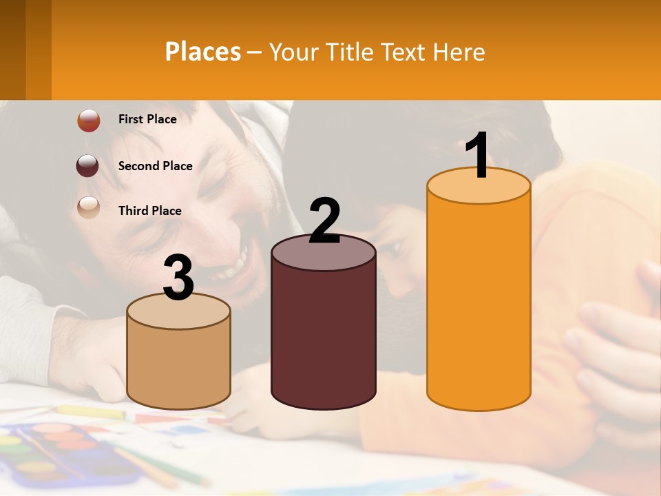 A Man And A Child Are Writing On A Piece Of Paper PowerPoint Template