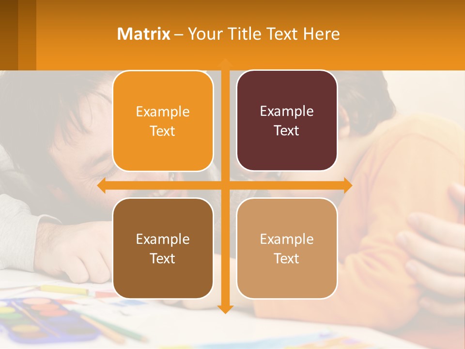 A Man And A Child Are Writing On A Piece Of Paper PowerPoint Template