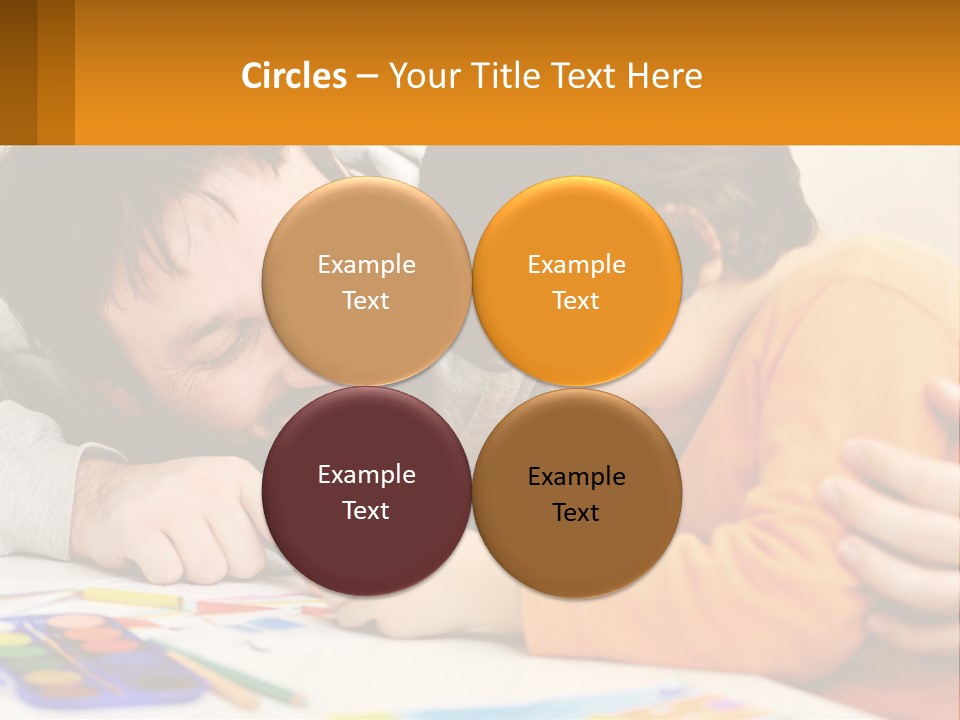 A Man And A Child Are Writing On A Piece Of Paper PowerPoint Template