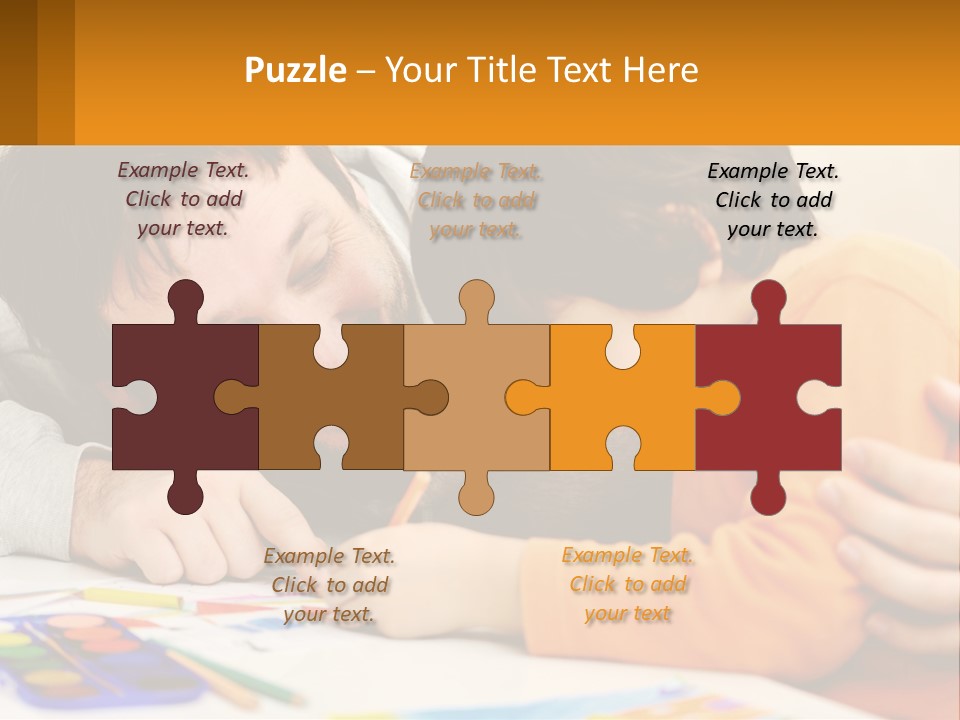 A Man And A Child Are Writing On A Piece Of Paper PowerPoint Template