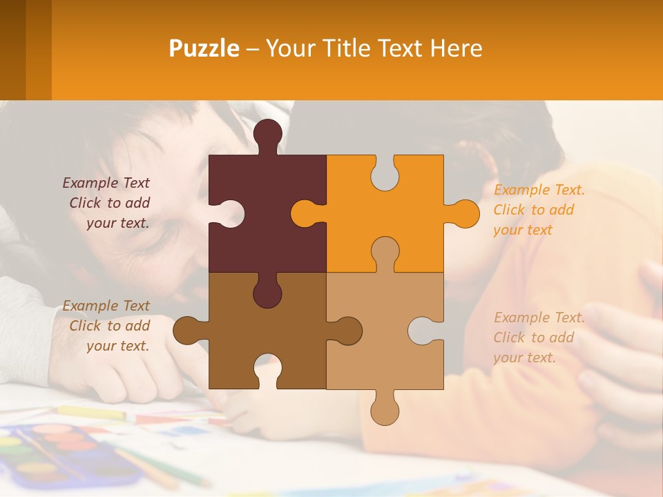 A Man And A Child Are Writing On A Piece Of Paper PowerPoint Template