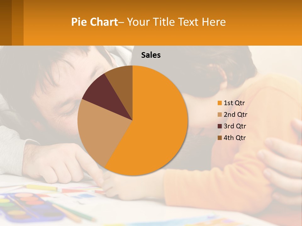 A Man And A Child Are Writing On A Piece Of Paper PowerPoint Template