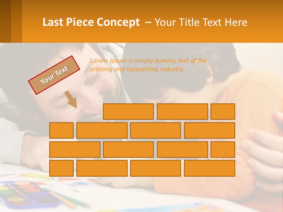A Man And A Child Are Writing On A Piece Of Paper PowerPoint Template