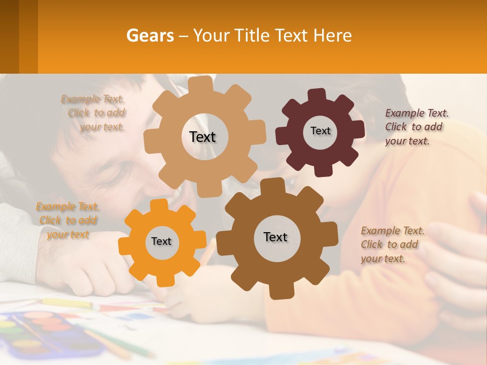 A Man And A Child Are Writing On A Piece Of Paper PowerPoint Template