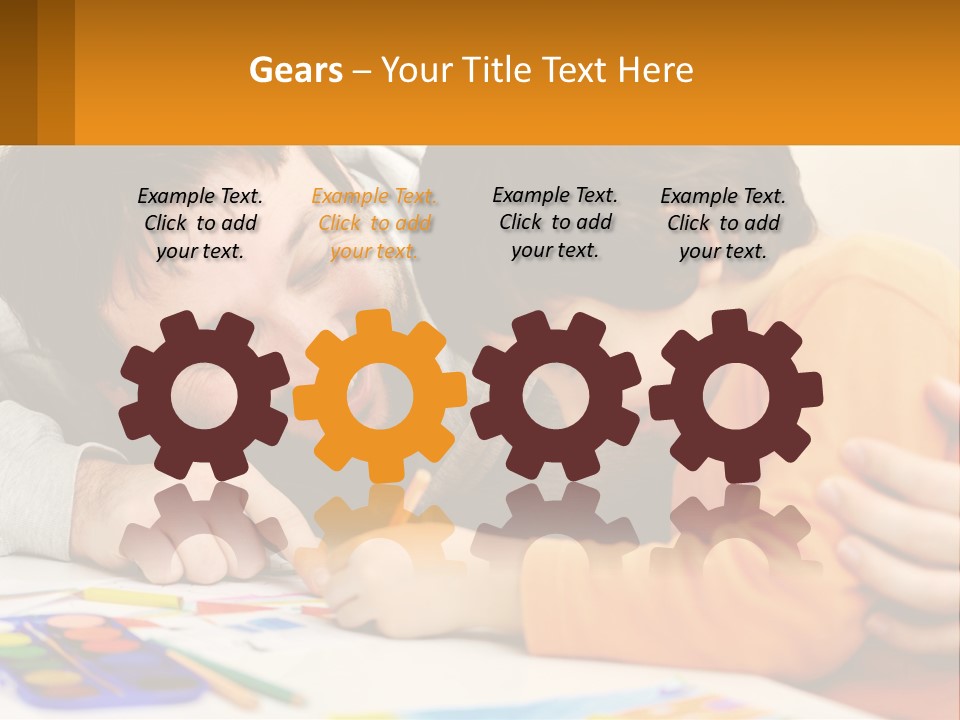 A Man And A Child Are Writing On A Piece Of Paper PowerPoint Template