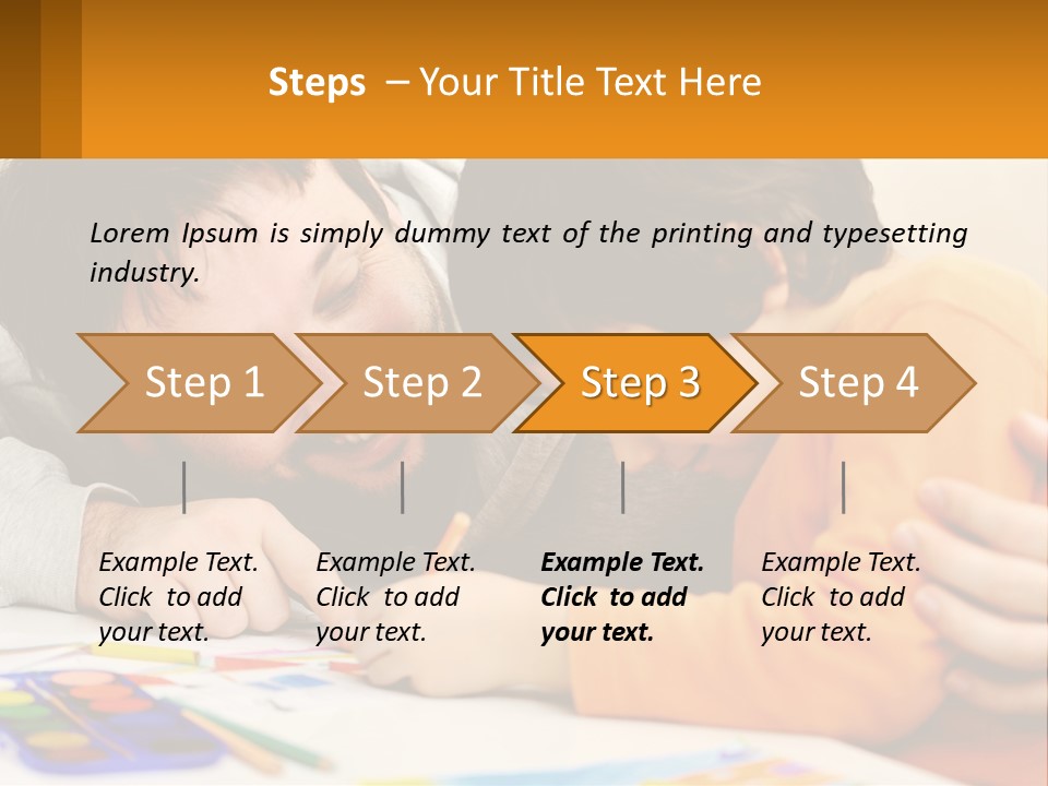 A Man And A Child Are Writing On A Piece Of Paper PowerPoint Template