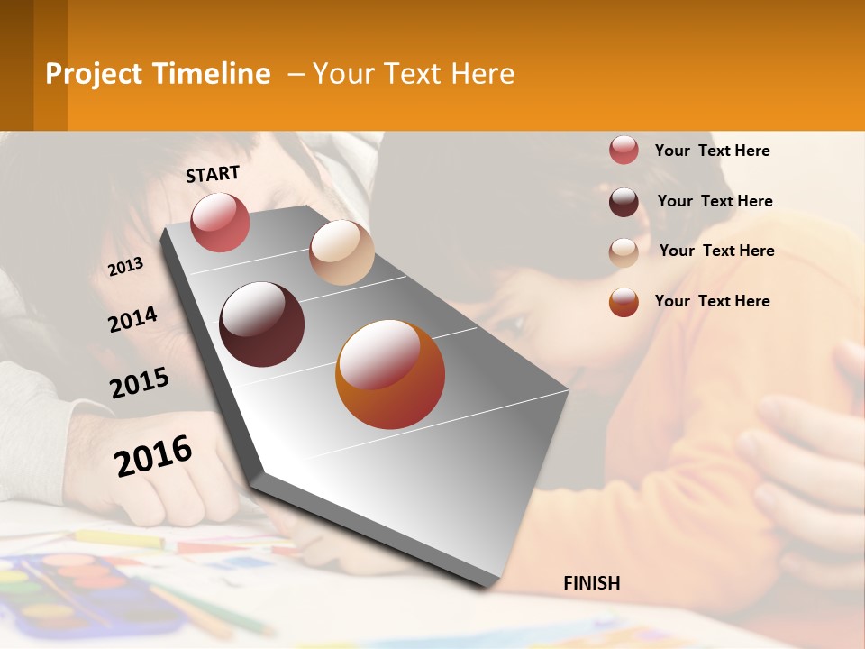 A Man And A Child Are Writing On A Piece Of Paper PowerPoint Template