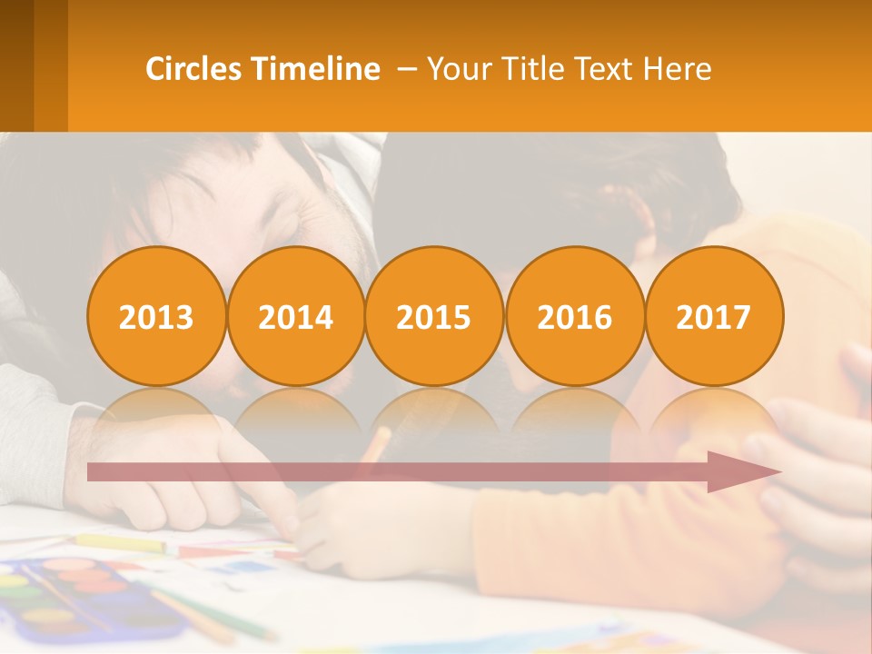 A Man And A Child Are Writing On A Piece Of Paper PowerPoint Template