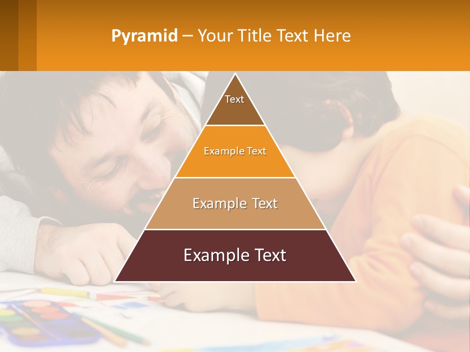 A Man And A Child Are Writing On A Piece Of Paper PowerPoint Template