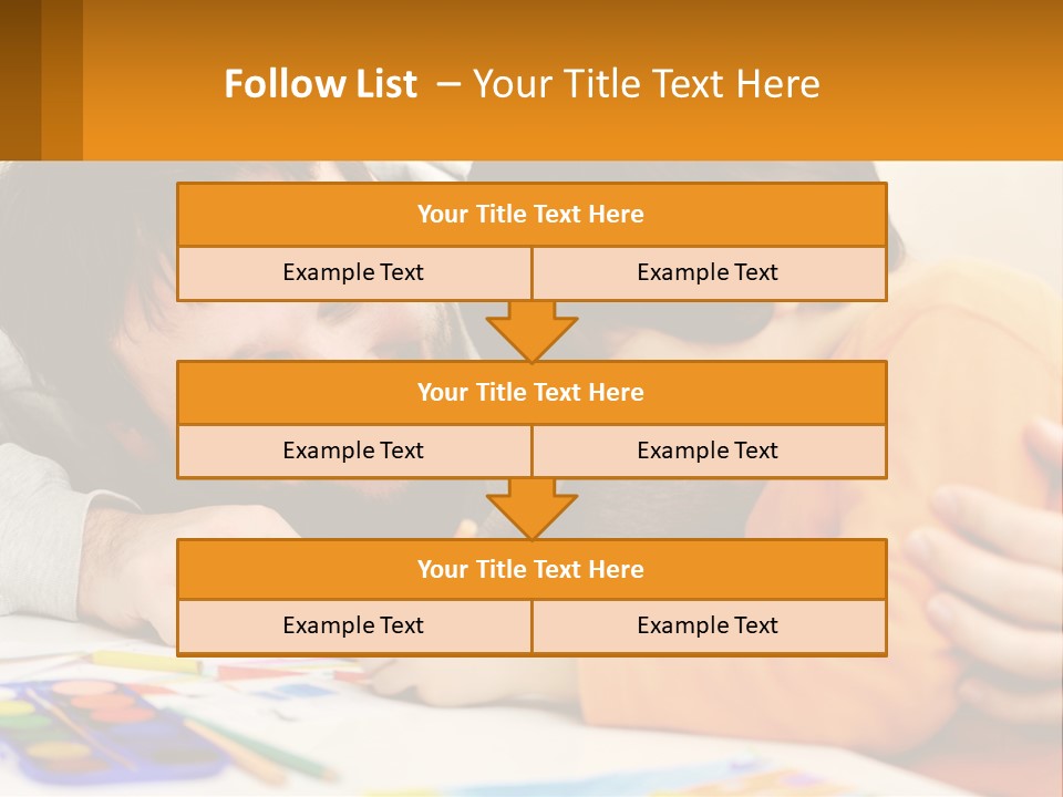 A Man And A Child Are Writing On A Piece Of Paper PowerPoint Template