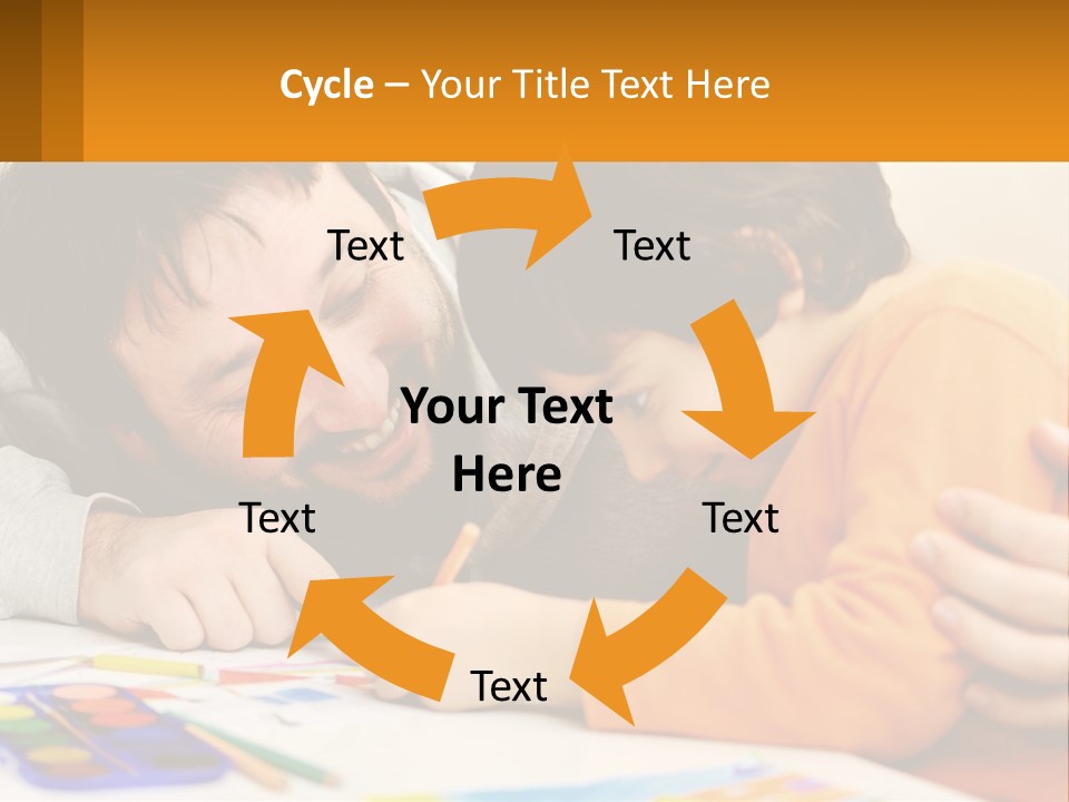 A Man And A Child Are Writing On A Piece Of Paper PowerPoint Template