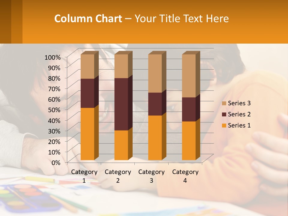 A Man And A Child Are Writing On A Piece Of Paper PowerPoint Template