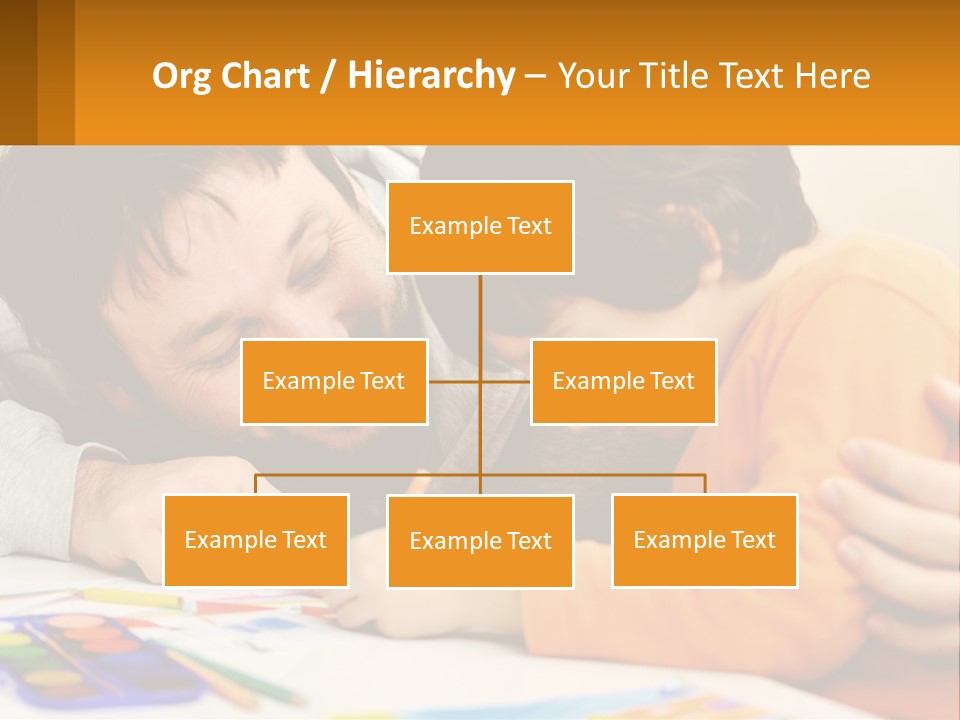 A Man And A Child Are Writing On A Piece Of Paper PowerPoint Template