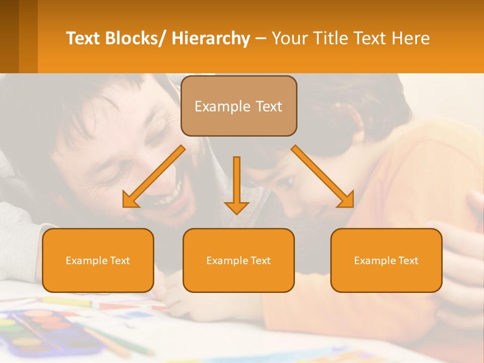 A Man And A Child Are Writing On A Piece Of Paper PowerPoint Template