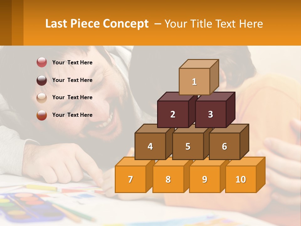 A Man And A Child Are Writing On A Piece Of Paper PowerPoint Template