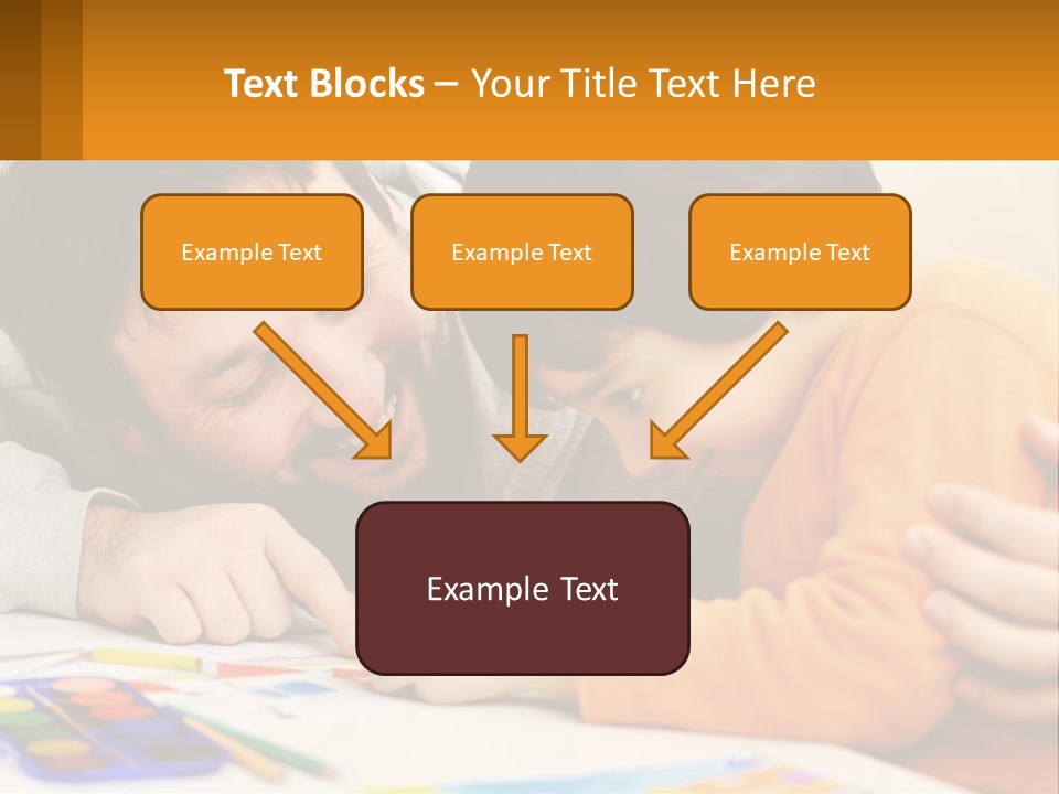 A Man And A Child Are Writing On A Piece Of Paper PowerPoint Template