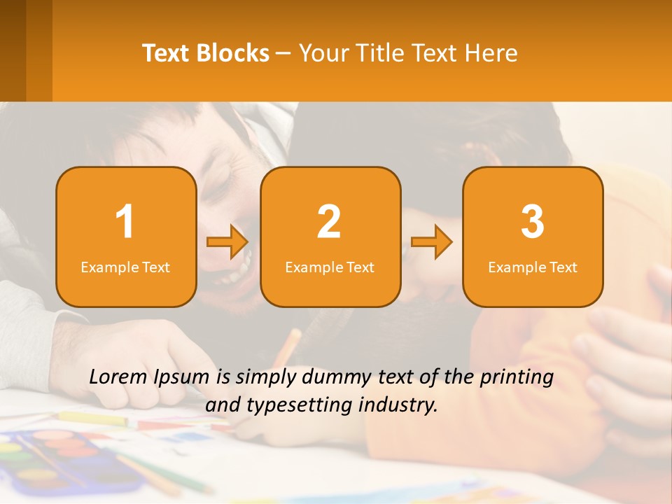 A Man And A Child Are Writing On A Piece Of Paper PowerPoint Template