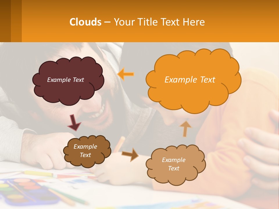 A Man And A Child Are Writing On A Piece Of Paper PowerPoint Template