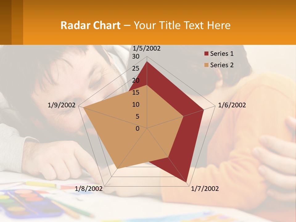 A Man And A Child Are Writing On A Piece Of Paper PowerPoint Template