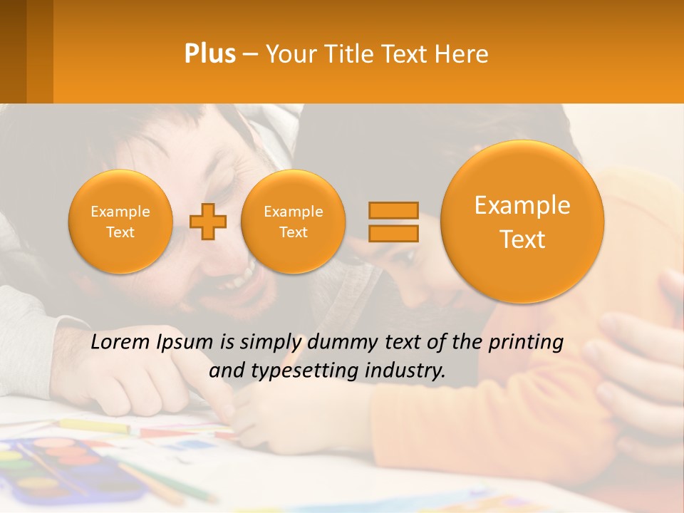 A Man And A Child Are Writing On A Piece Of Paper PowerPoint Template