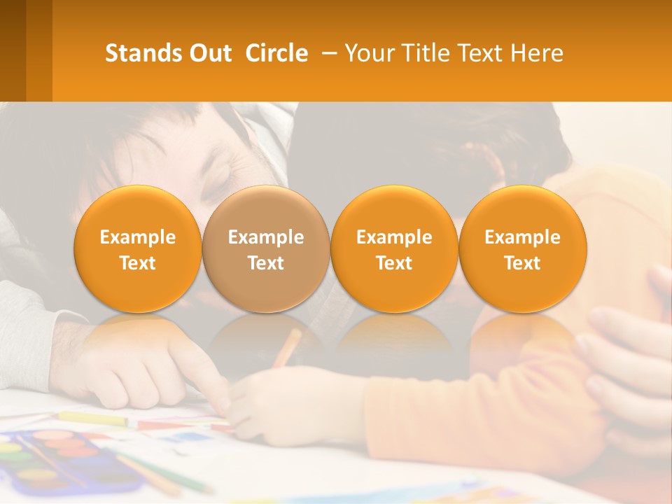 A Man And A Child Are Writing On A Piece Of Paper PowerPoint Template