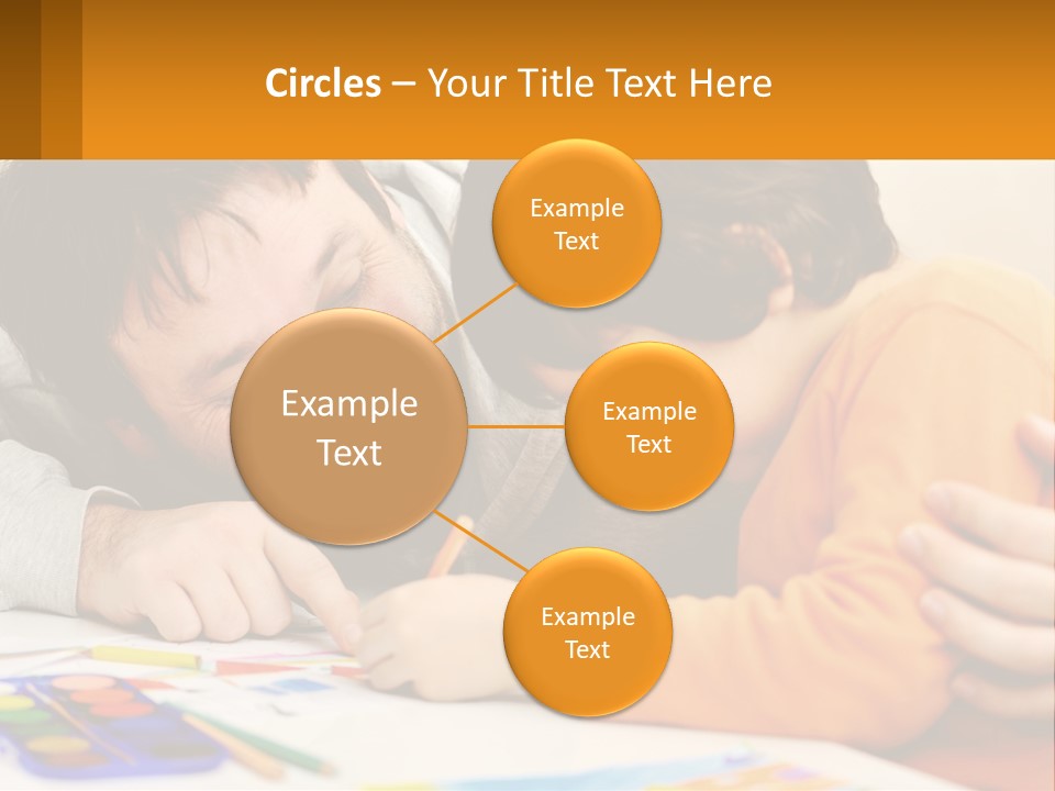 A Man And A Child Are Writing On A Piece Of Paper PowerPoint Template