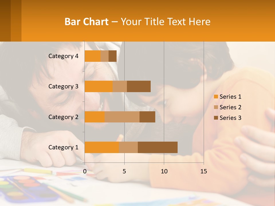 A Man And A Child Are Writing On A Piece Of Paper PowerPoint Template