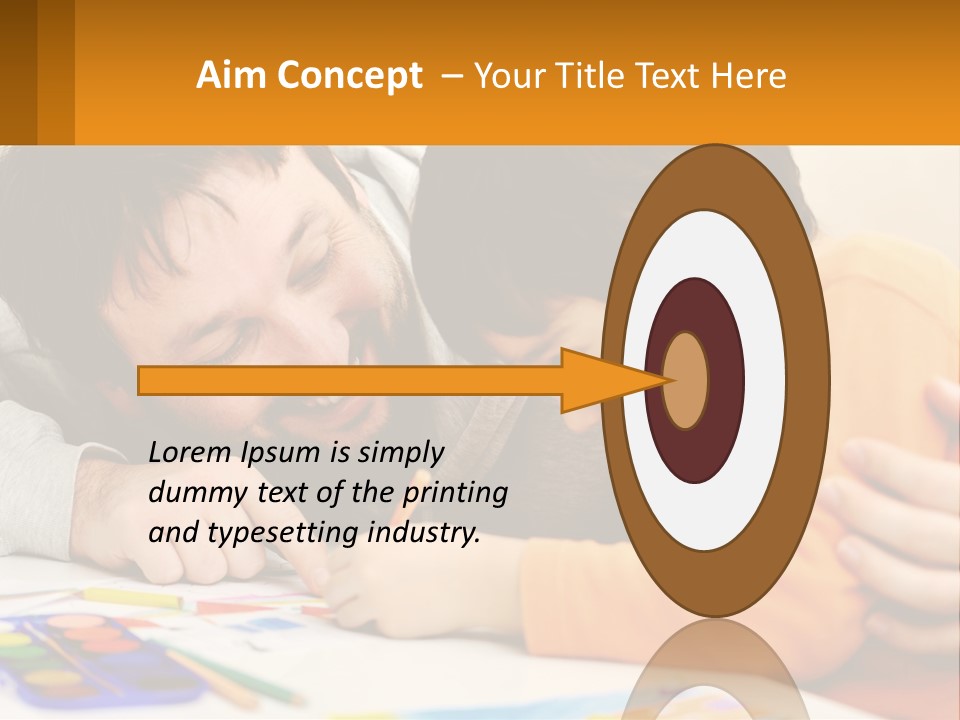 A Man And A Child Are Writing On A Piece Of Paper PowerPoint Template