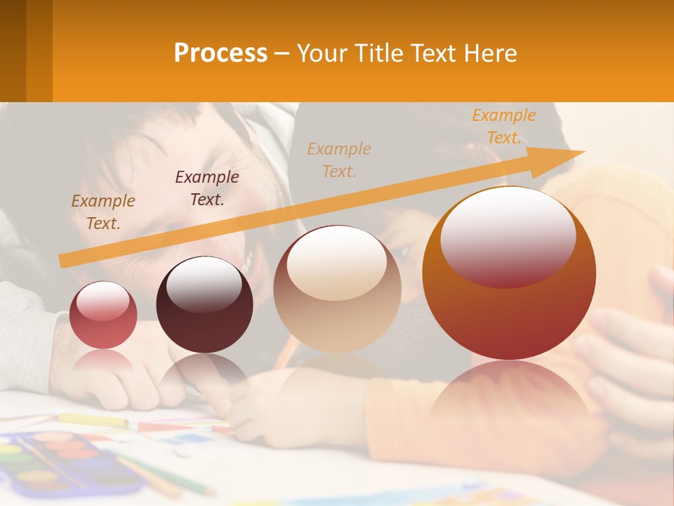 A Man And A Child Are Writing On A Piece Of Paper PowerPoint Template