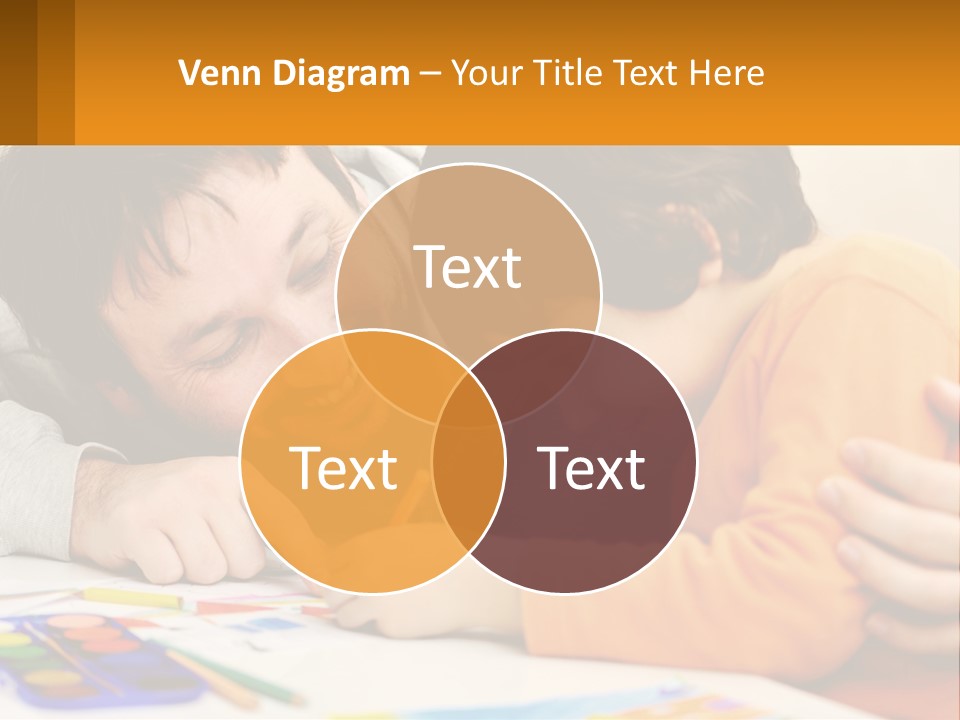 A Man And A Child Are Writing On A Piece Of Paper PowerPoint Template