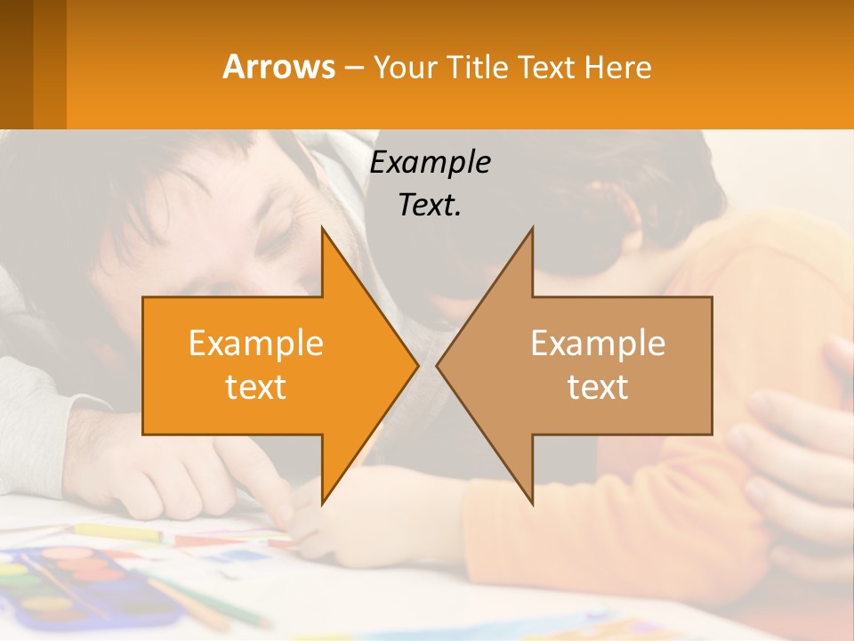 A Man And A Child Are Writing On A Piece Of Paper PowerPoint Template