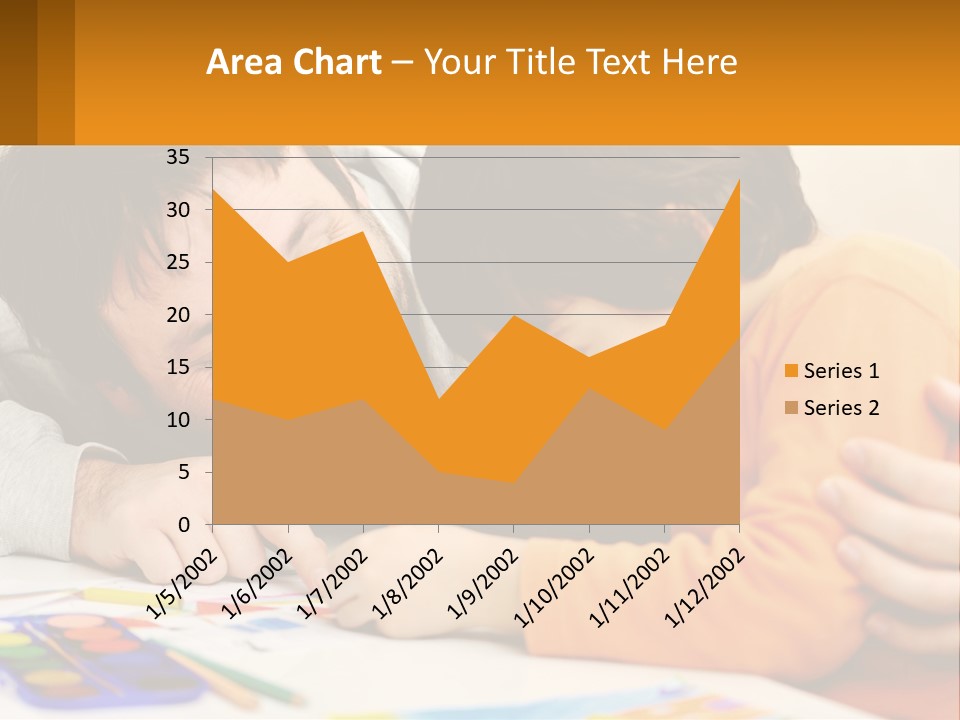 A Man And A Child Are Writing On A Piece Of Paper PowerPoint Template