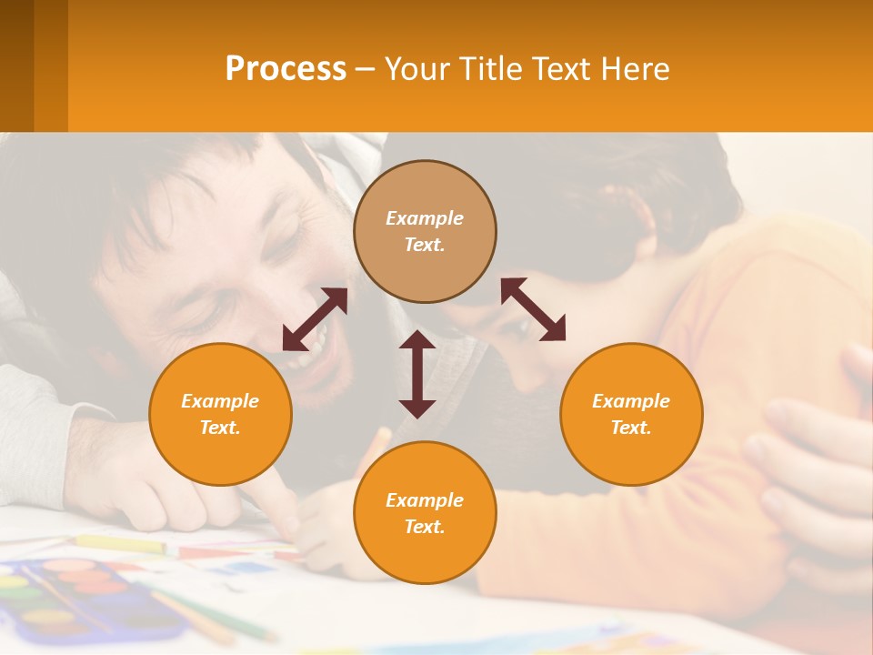 A Man And A Child Are Writing On A Piece Of Paper PowerPoint Template