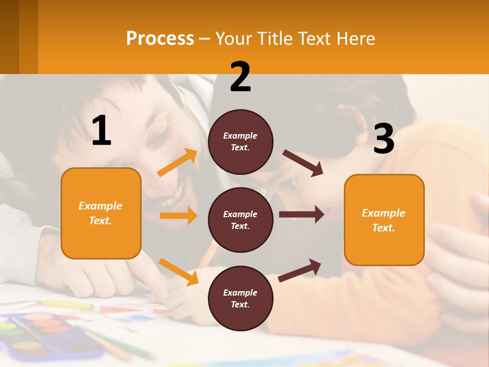 A Man And A Child Are Writing On A Piece Of Paper PowerPoint Template