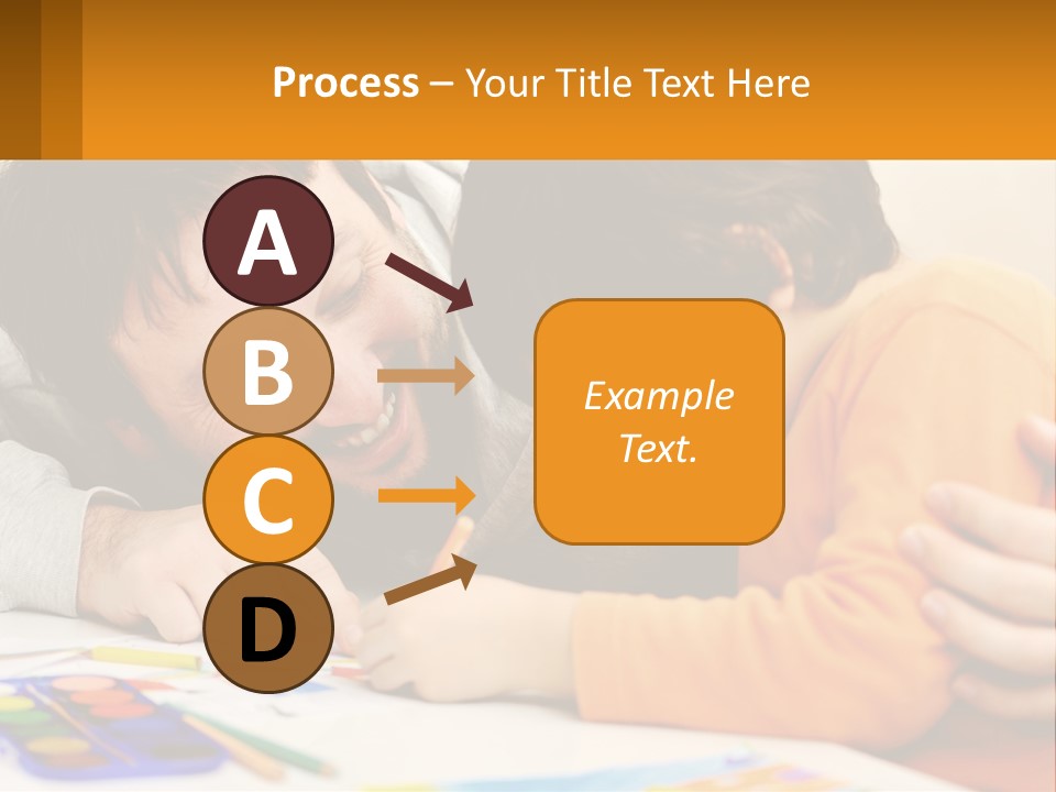 A Man And A Child Are Writing On A Piece Of Paper PowerPoint Template