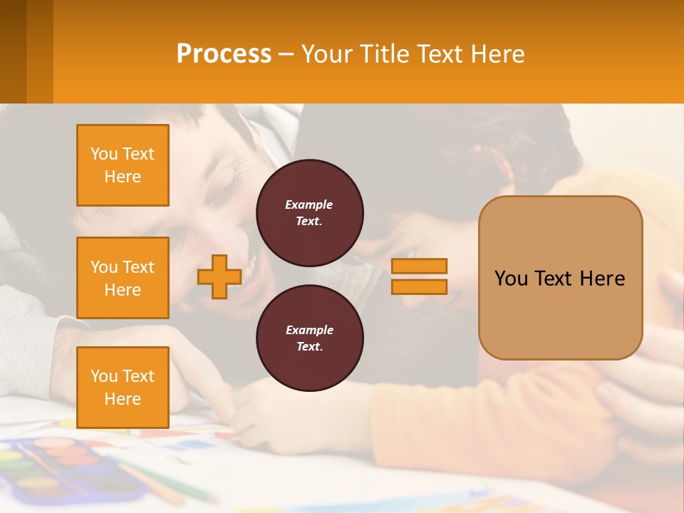 A Man And A Child Are Writing On A Piece Of Paper PowerPoint Template